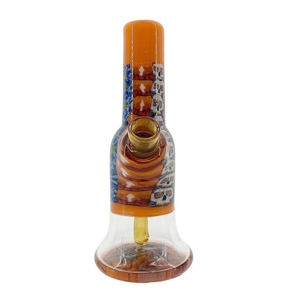Glass mini tube with colorful design on a white background.