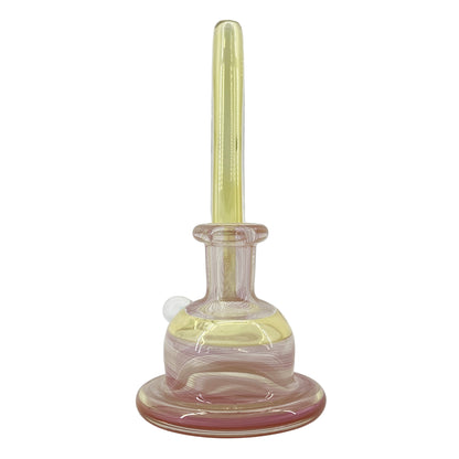 Glass pipe with a long neck and wide base on a white background.