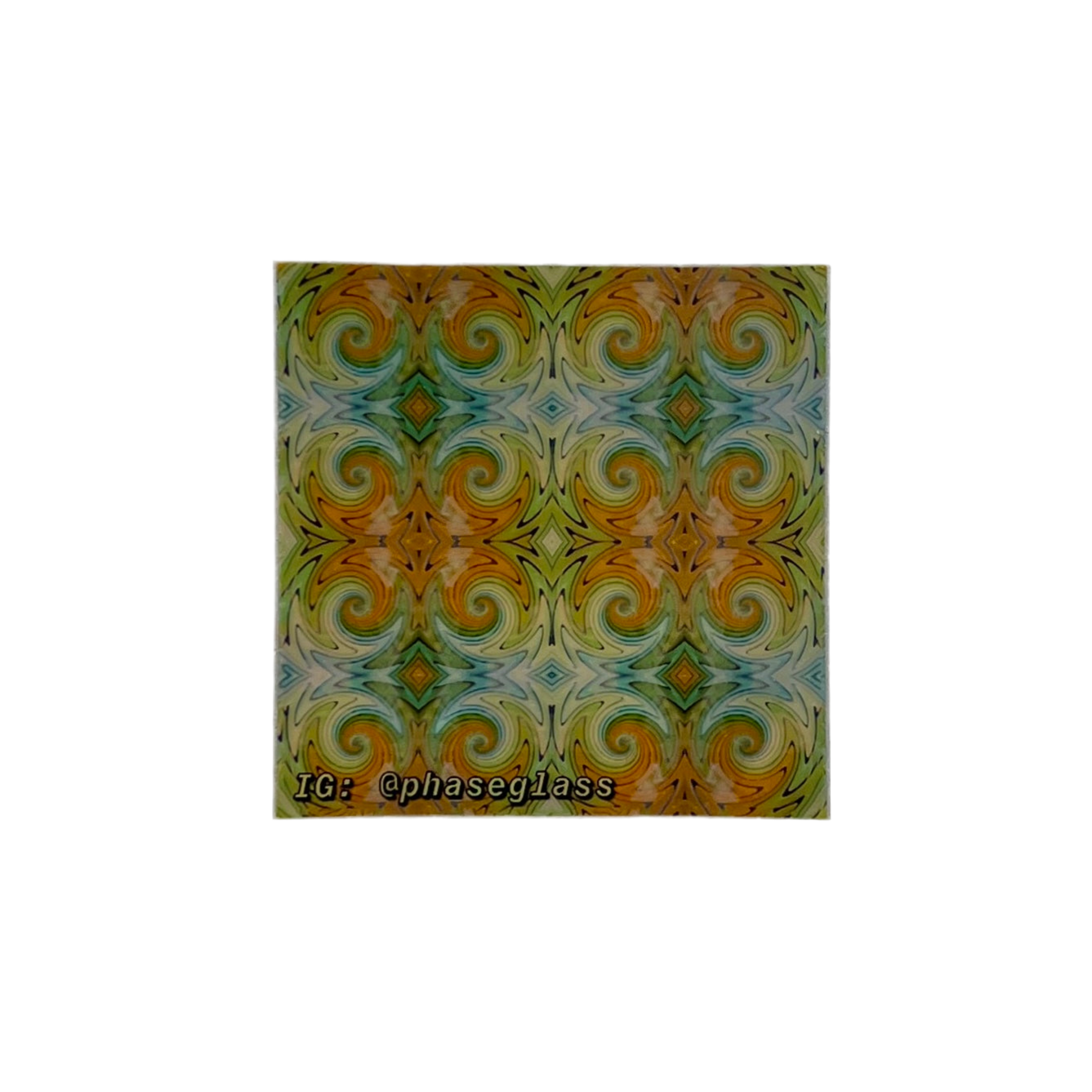 Colorful abstract sticker on a white background with 'IG: @phaseglass' text.