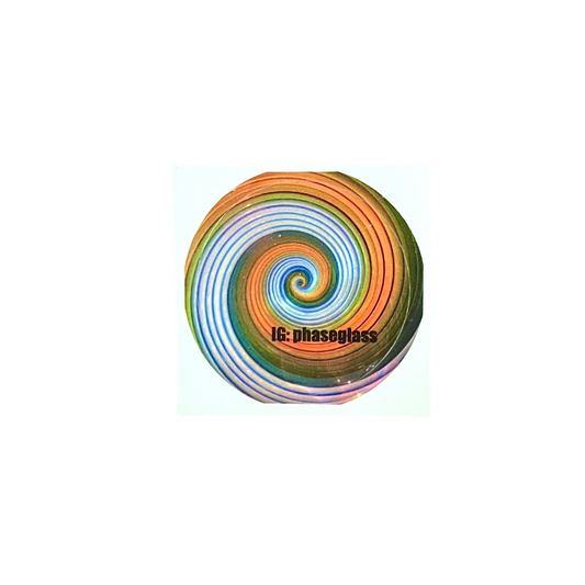 Colorful spiral sticker on a white background with 'IG: phaseglass' text.