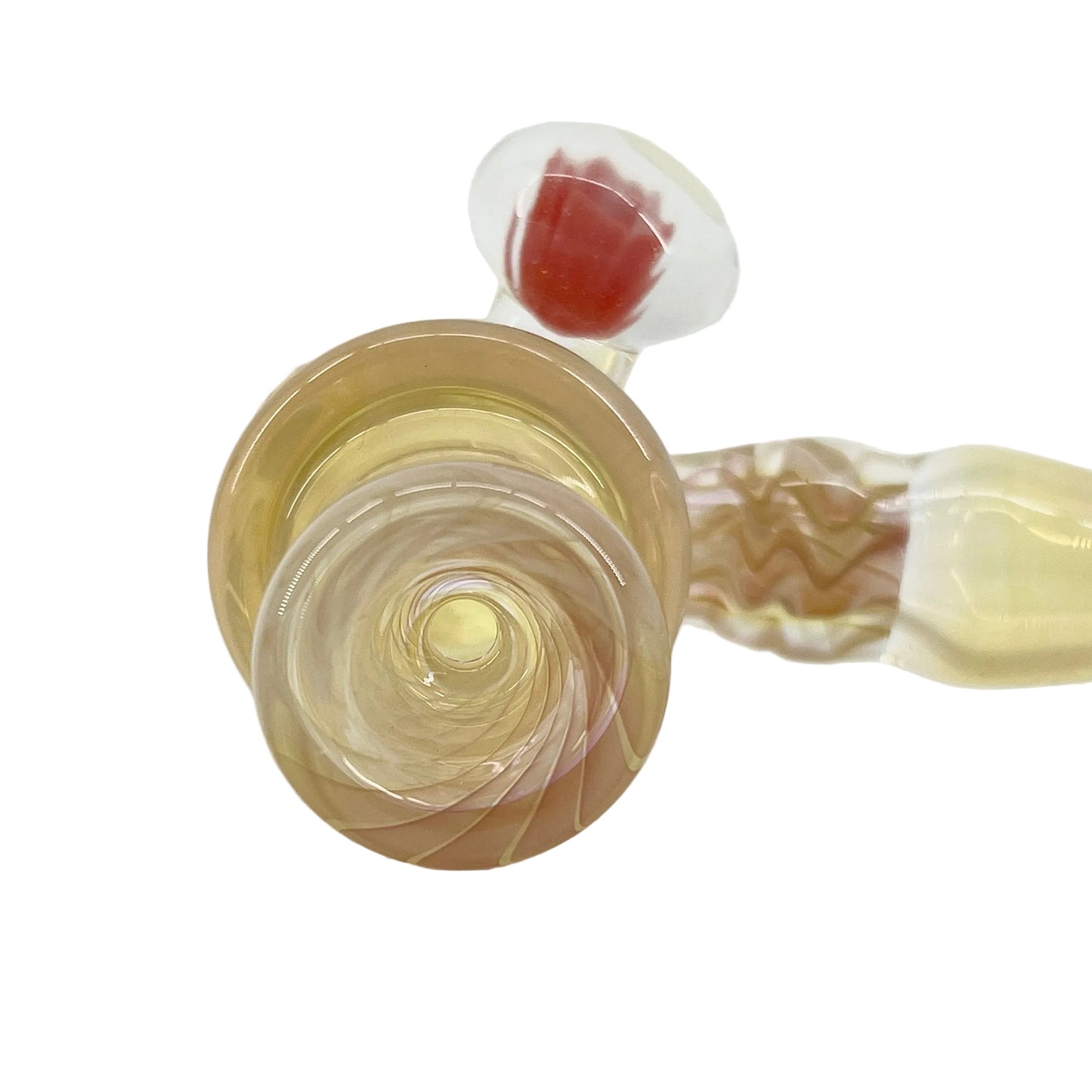 Glass pipe with a spiral design on a white background