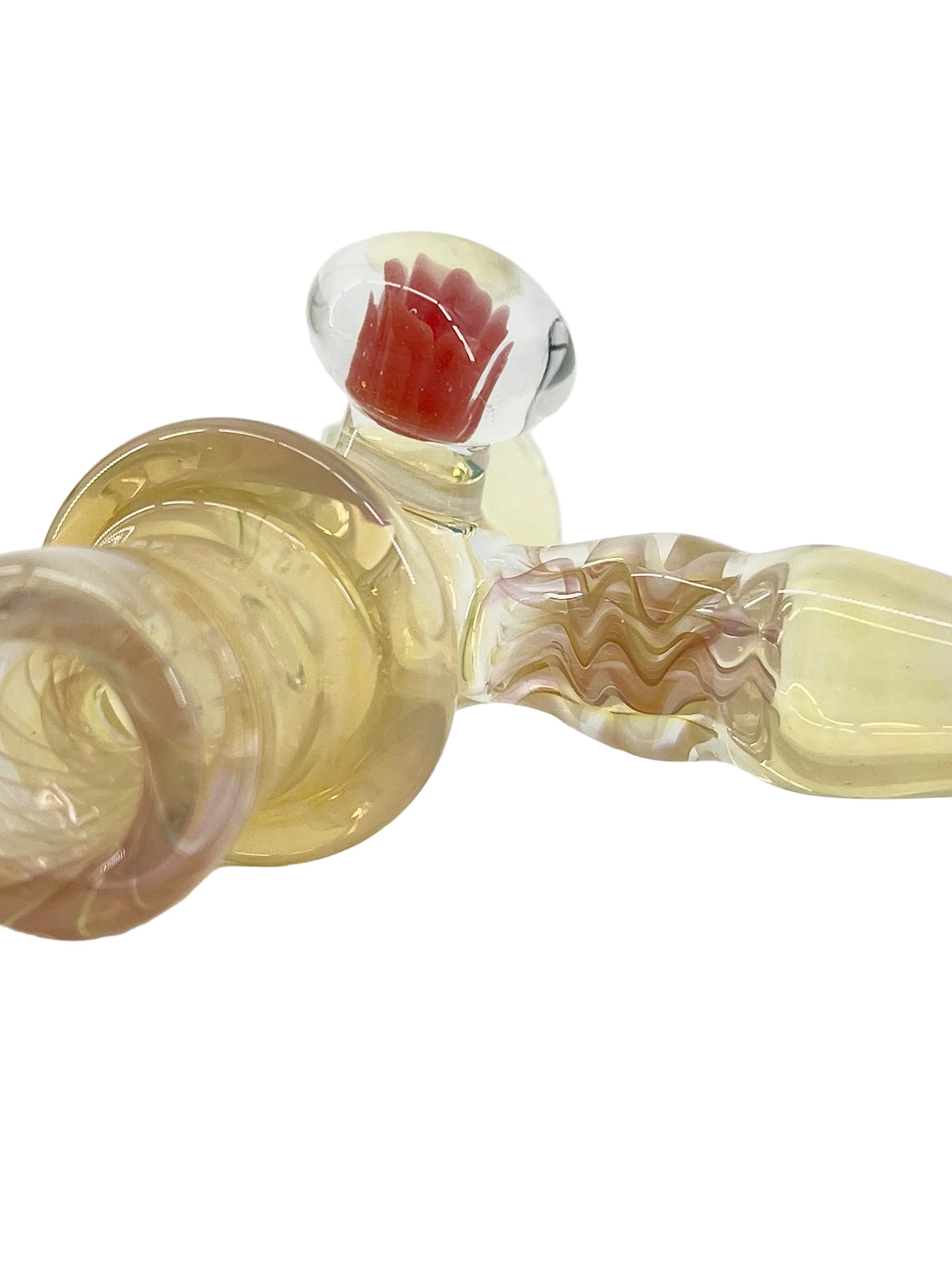 Glass pipe with red interior on a white background