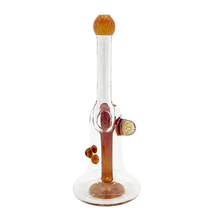Clear bubbler with amber accents on a white background.