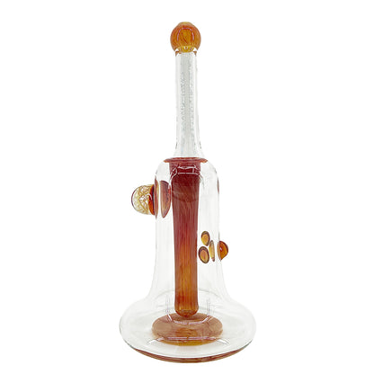 Clear bubbler with amber accents on a white background.
