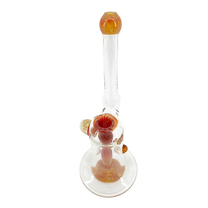 Clear bubbler with amber accents on a white background.