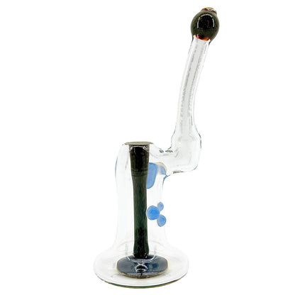 Clear bubbler with dark accents on a white background.