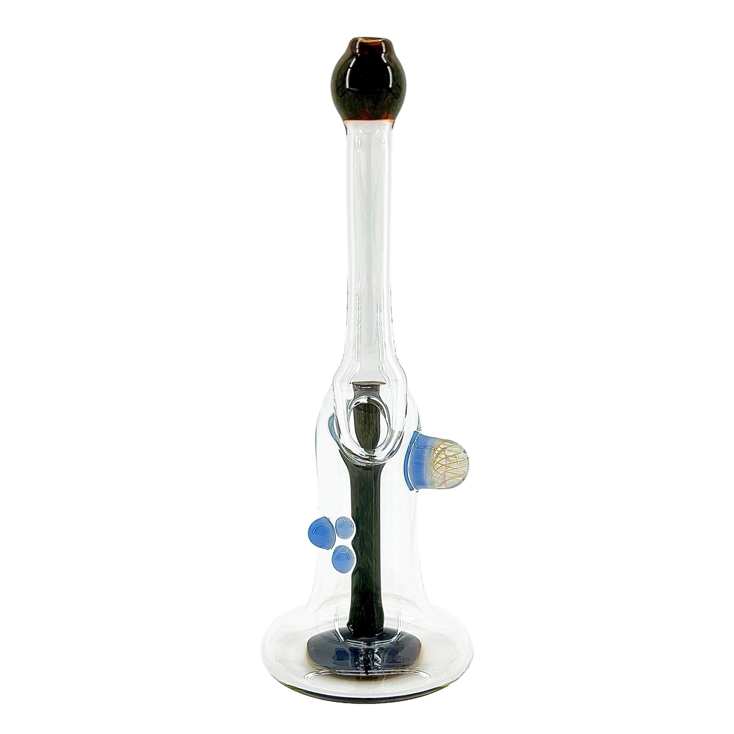 Clear bubbler with dark accents on a white background.