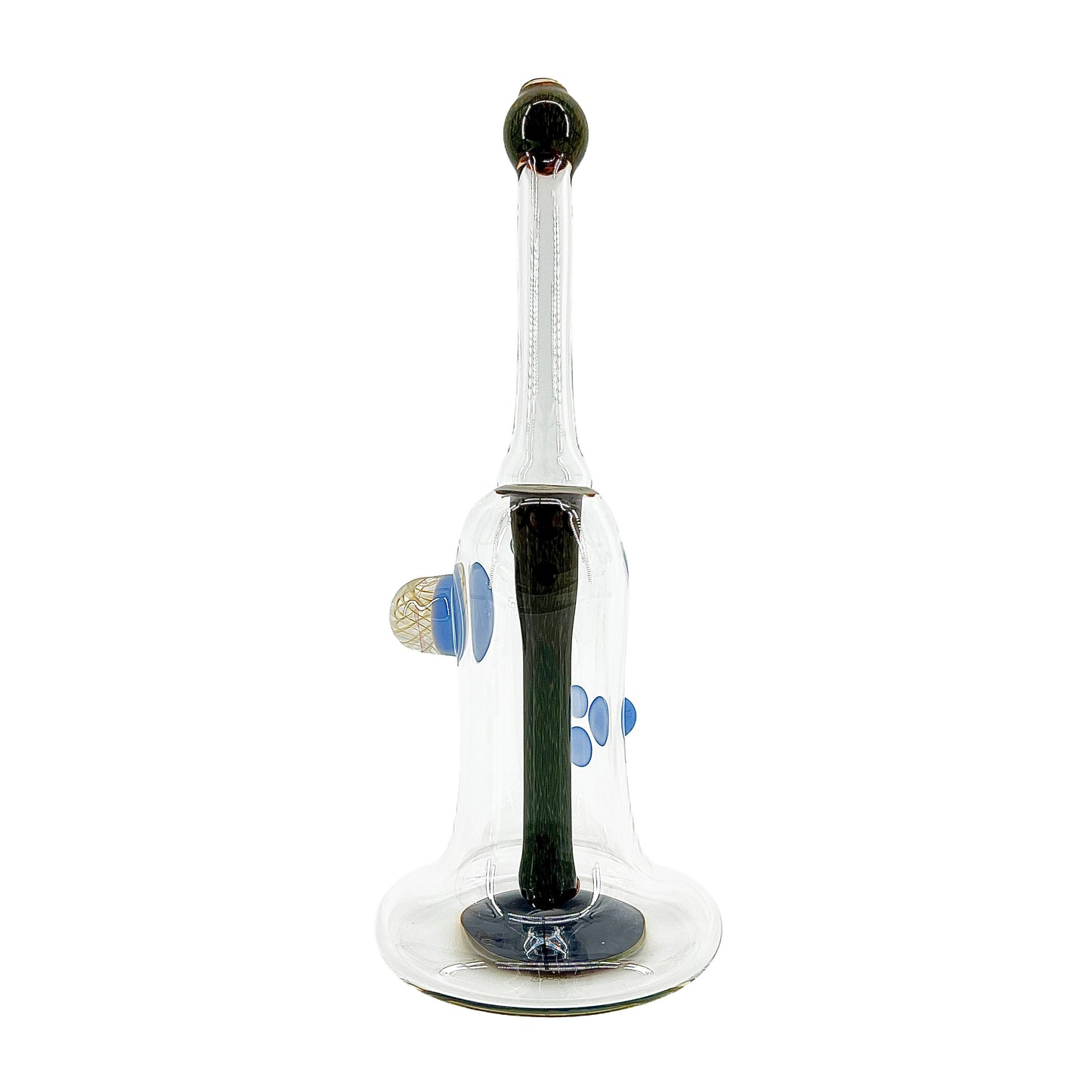 Clear bubbler with dark accents on a white background.