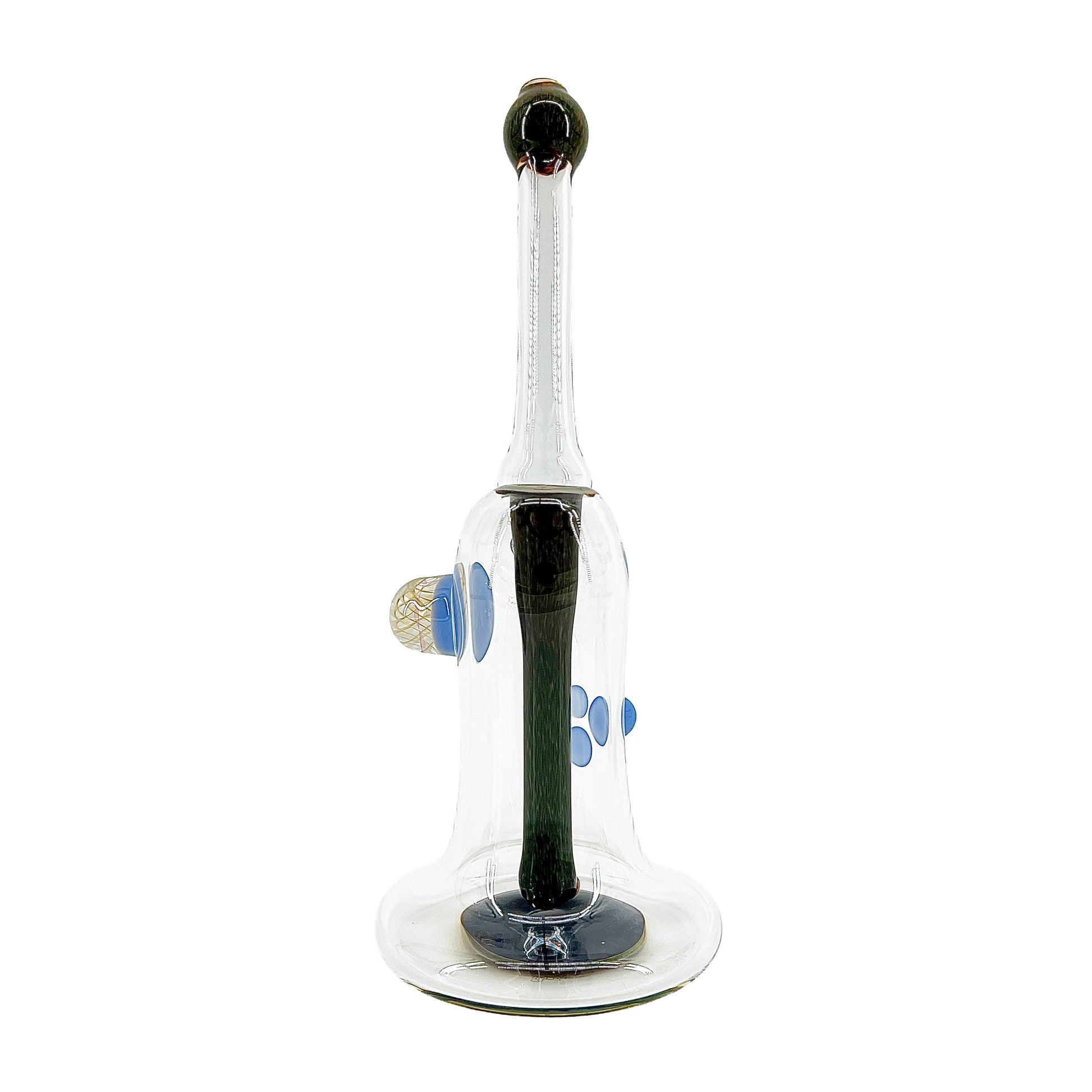Clear bubbler with dark accents on a white background.