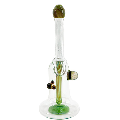 Clear bubbler with green accents on a white background.