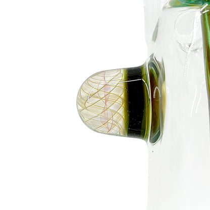 Clear bubbler with green accents on a white background.