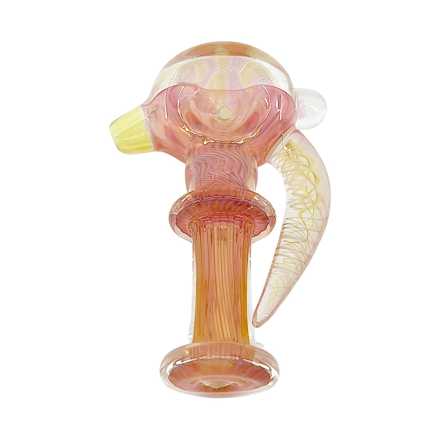 Fume glass spoon pipe on a white background.