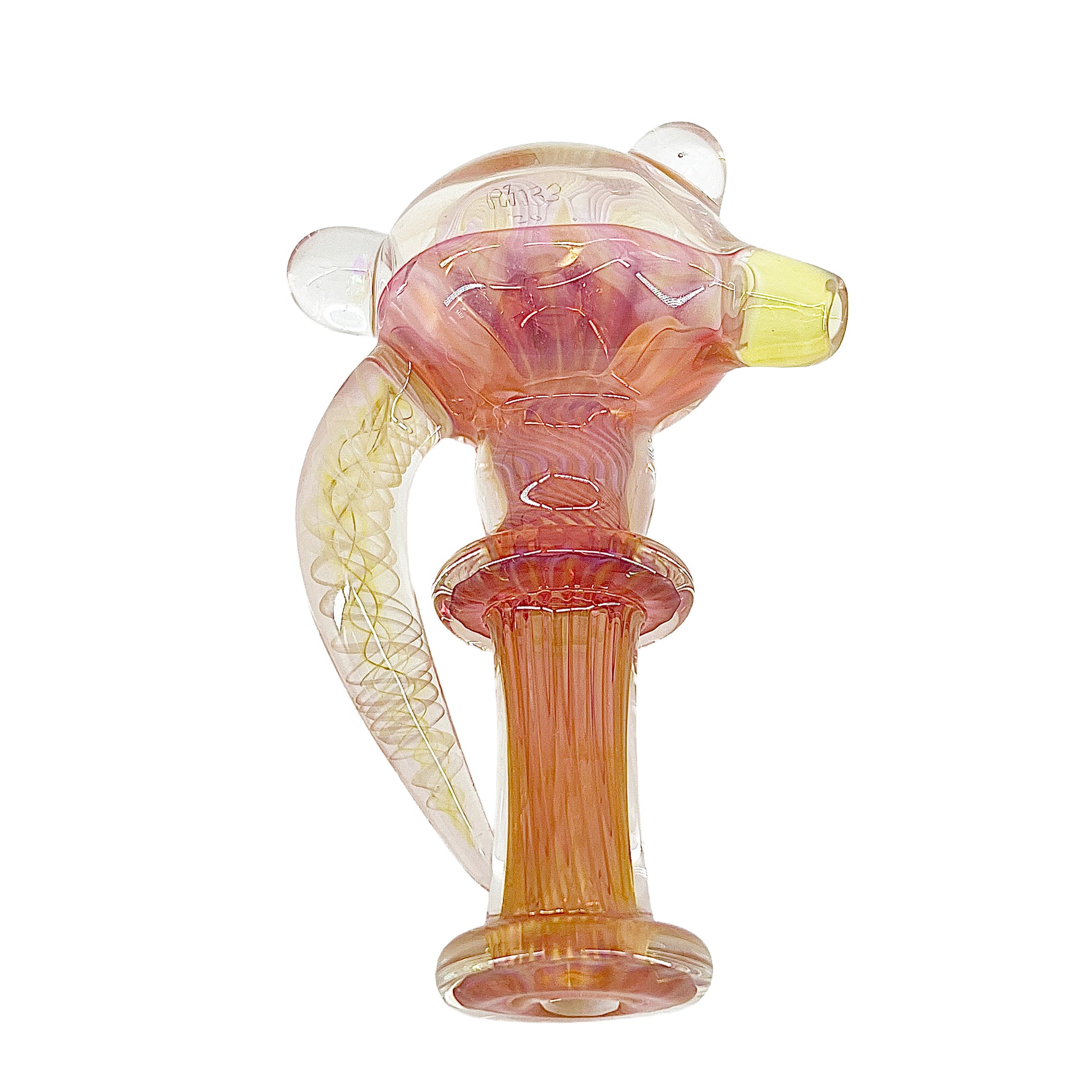 Fume glass spoon pipe on a white background.