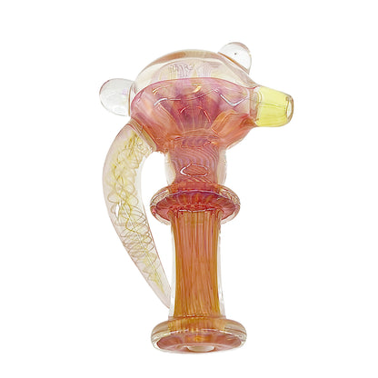 Fume glass spoon pipe on a white background.