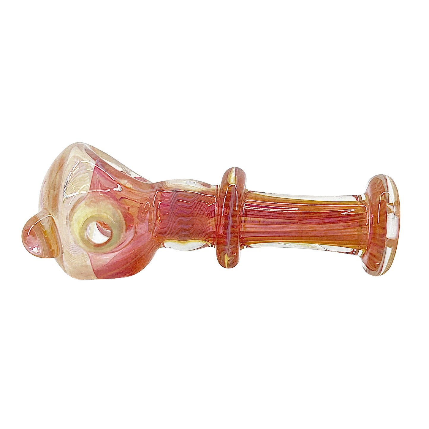 Fume glass spoon pipe on a white background.