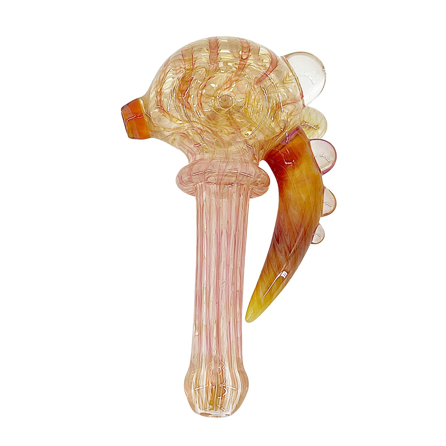 Fume wrap'n rake spoon pipe on a white background.