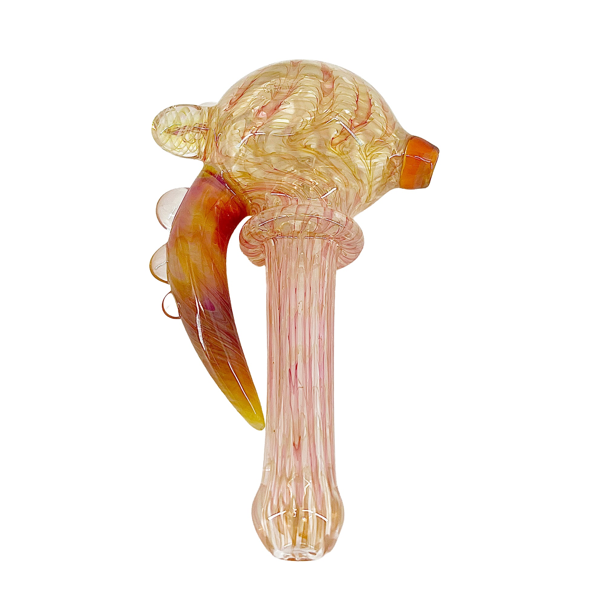 Fume wrap'n rake spoon pipe on a white background.