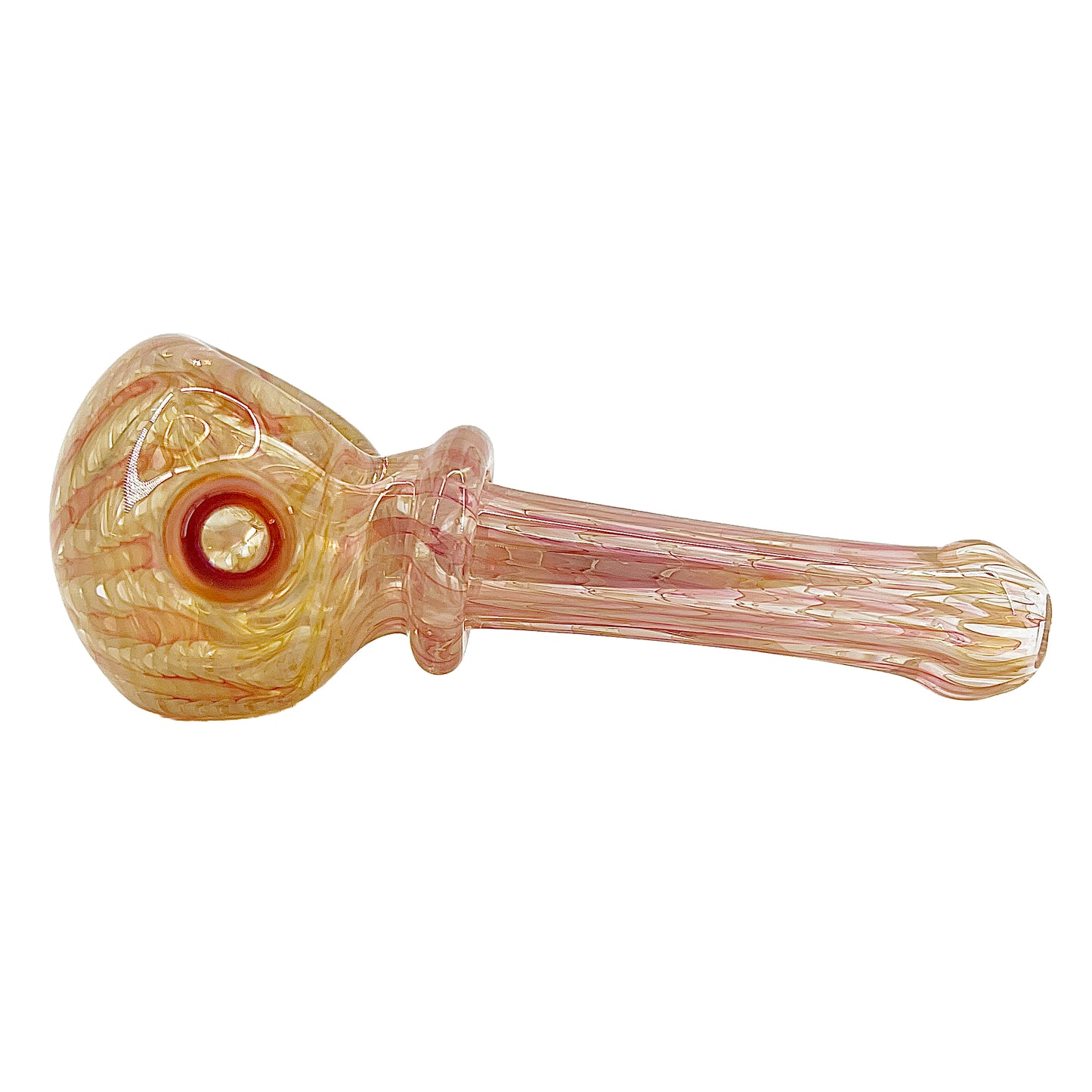 Fume wrap'n rake spoon pipe on a white background.