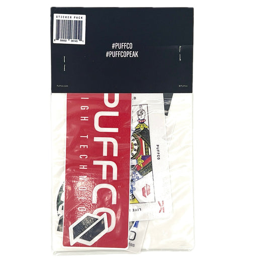 Puffco sticker packaging with visible branding on a white background.