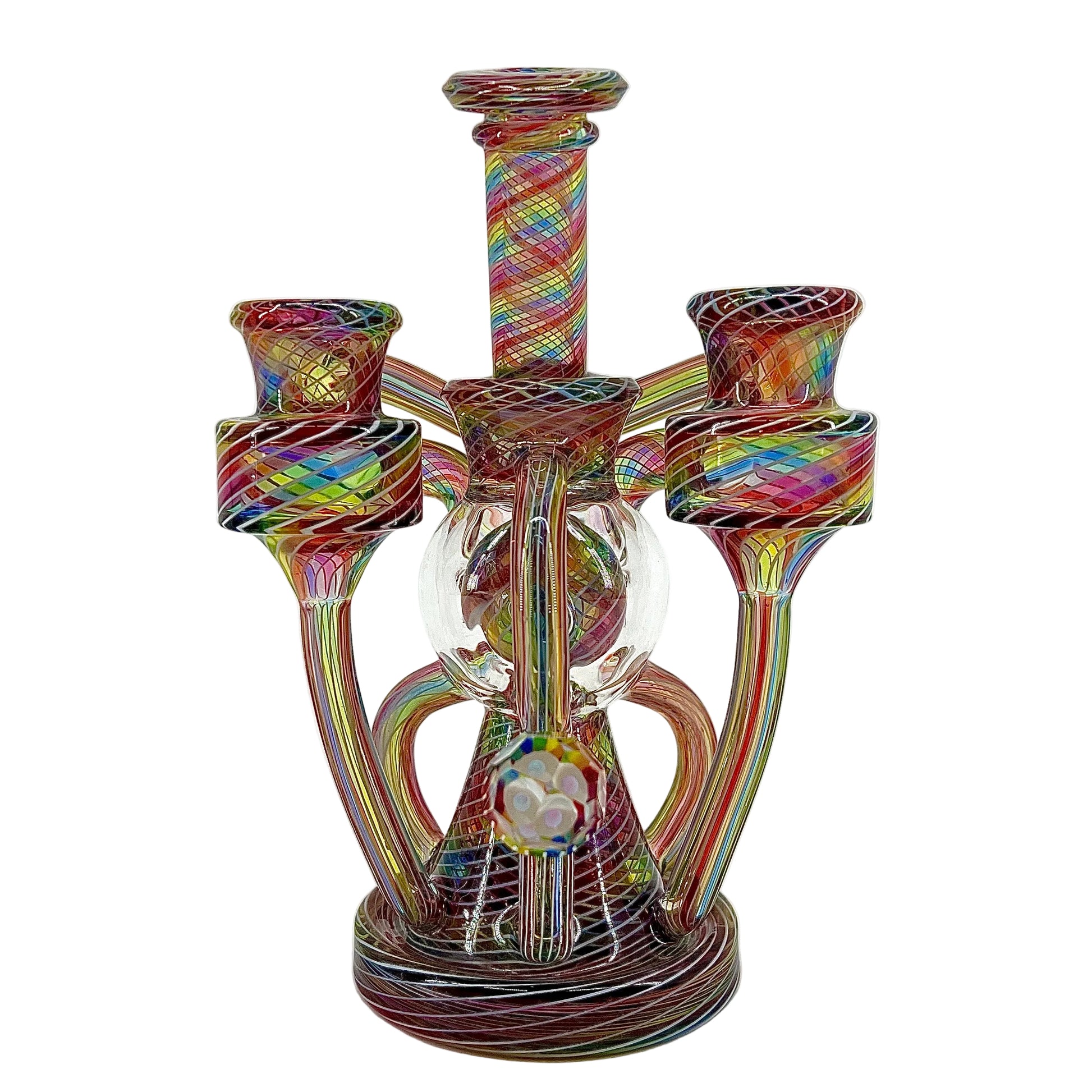 Multicolored glass pipe on a white background.