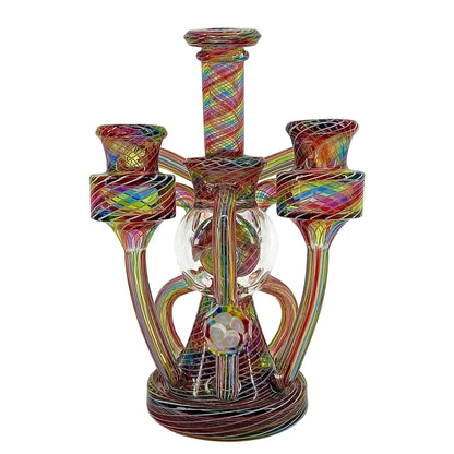 Multicolored glass pipe on a white background.