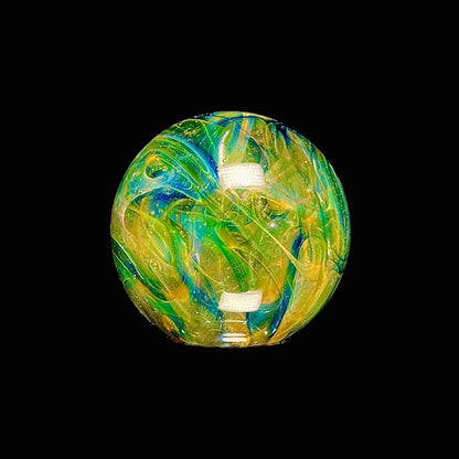 Colorful glass sphere on a black background