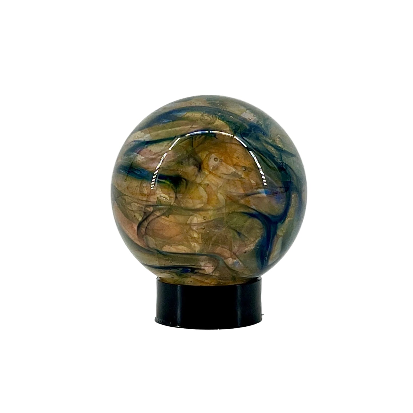 Marbled glass sphere on a white background