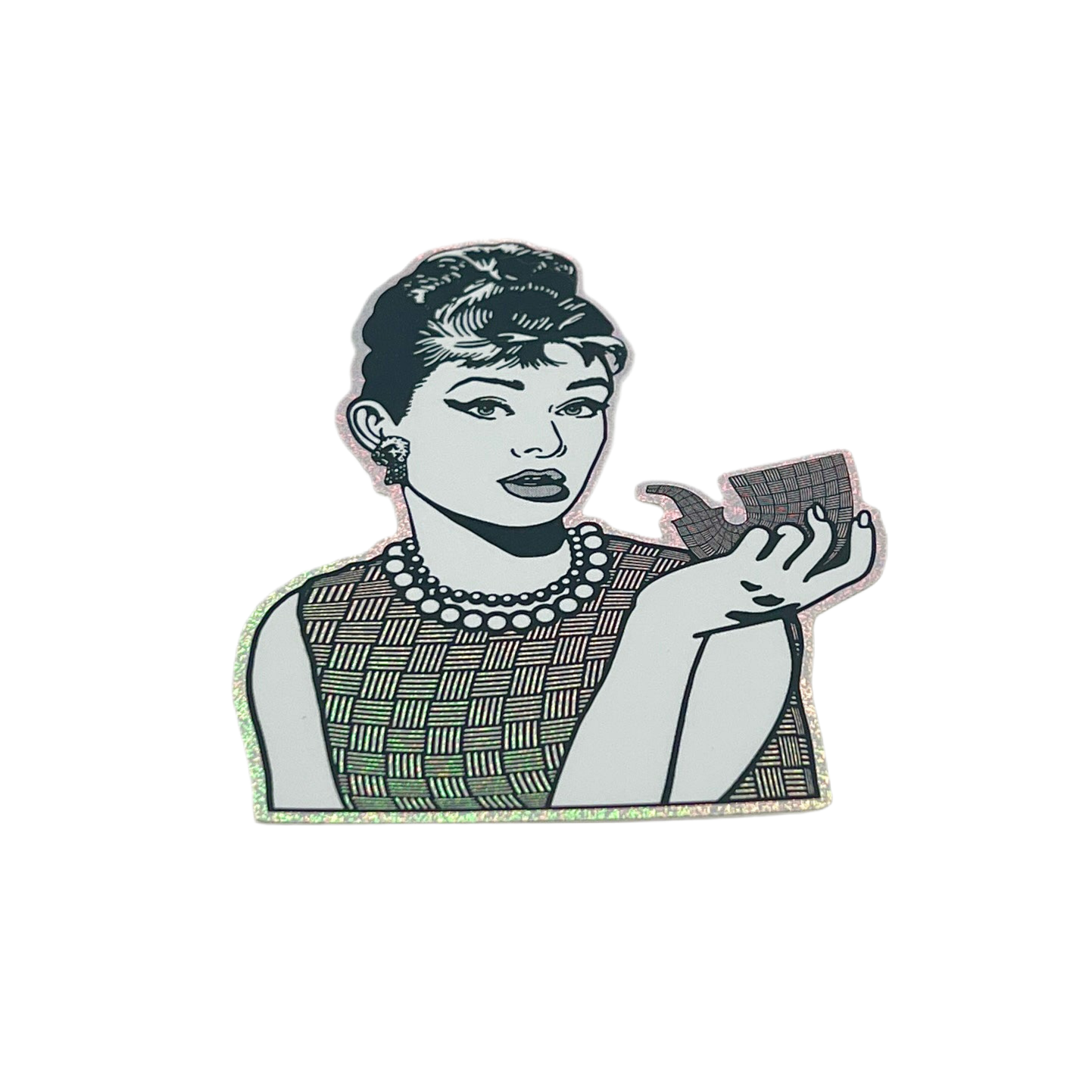 Illustration of a woman holding a pipe on a white background.