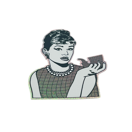 Illustration of a woman holding a pipe on a white background.