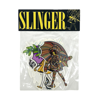 Packaged product with a colorful character design and 'Slinger' branding.