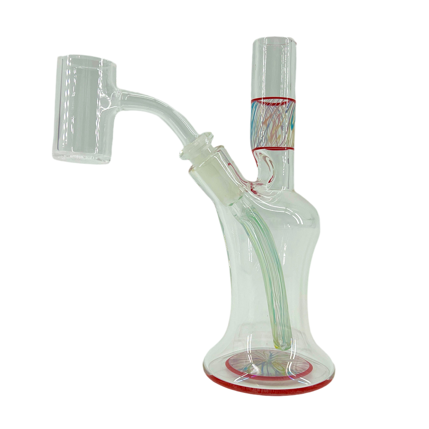 A clear glass tube with red 'Cherry' lippies on the base and neck, featuring rainbow scribble accents and a 10mm joint.