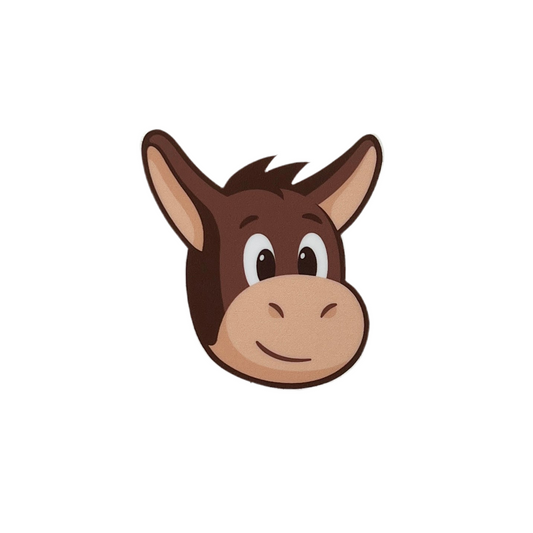 Cartoon donkey sticker on a white background