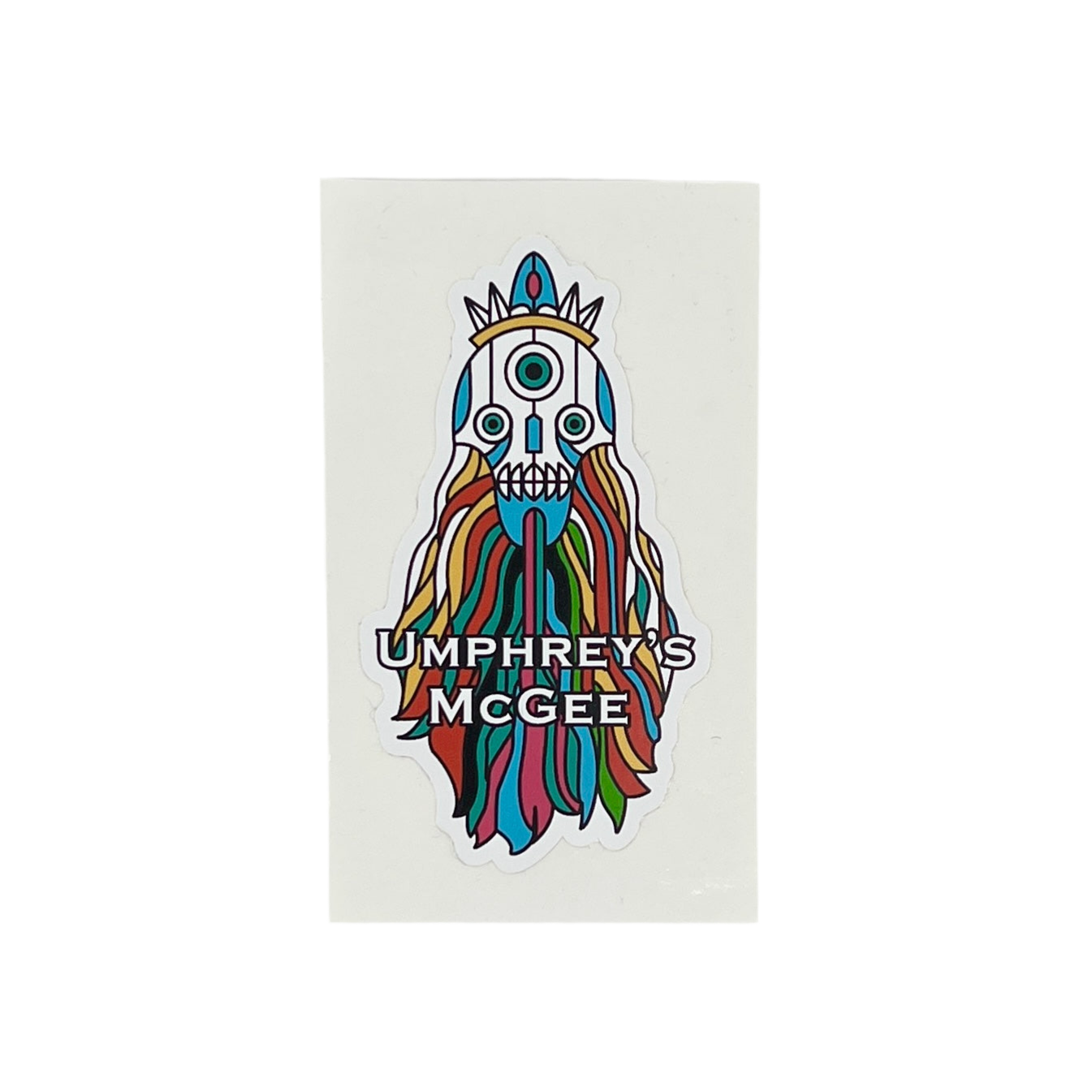 Colorful illustration of a character with 'Umphrey's McGee' text on a white background.