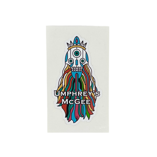 Colorful illustration of a character with 'Umphrey's McGee' text on a white background.
