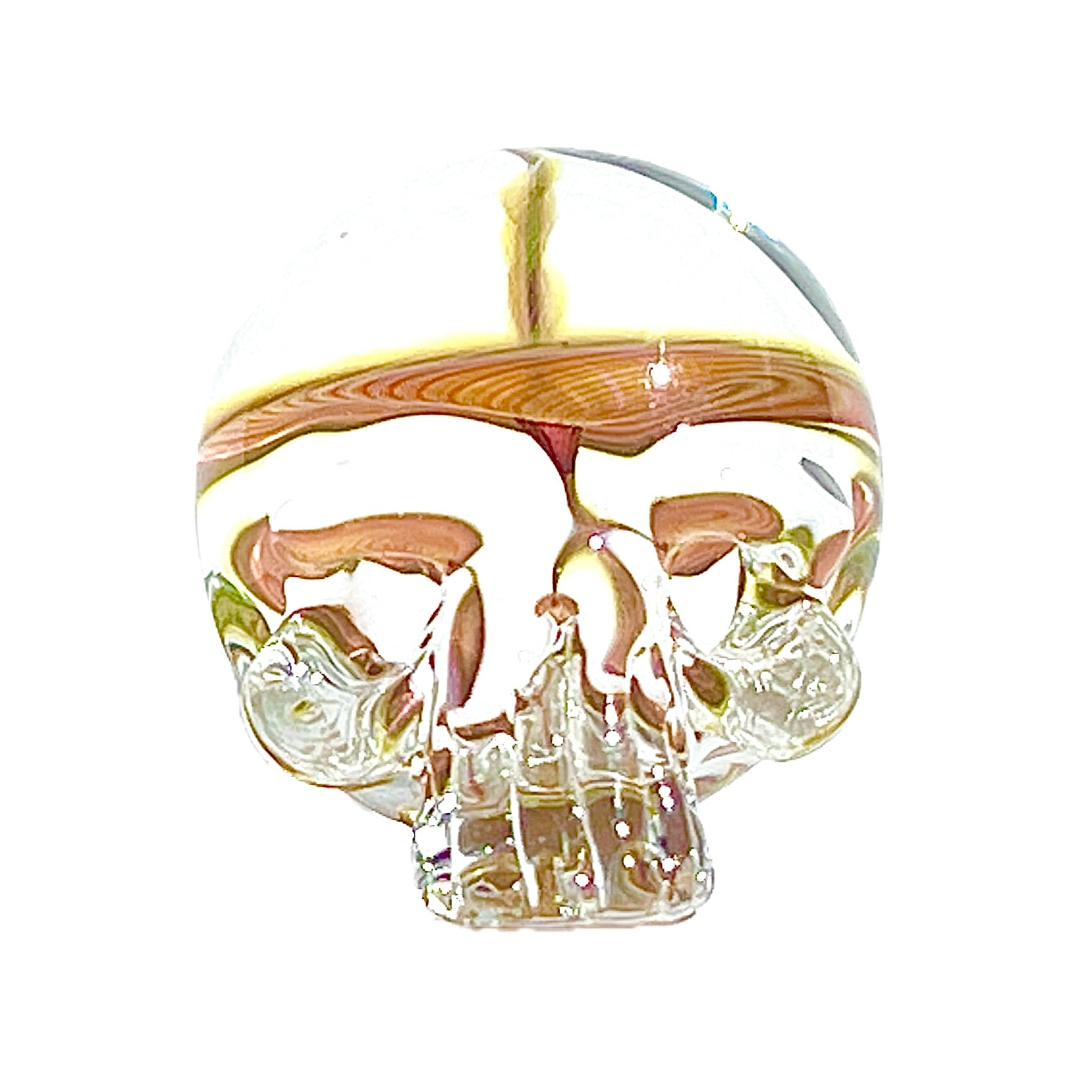 Decorative skull with vortex design on a white background