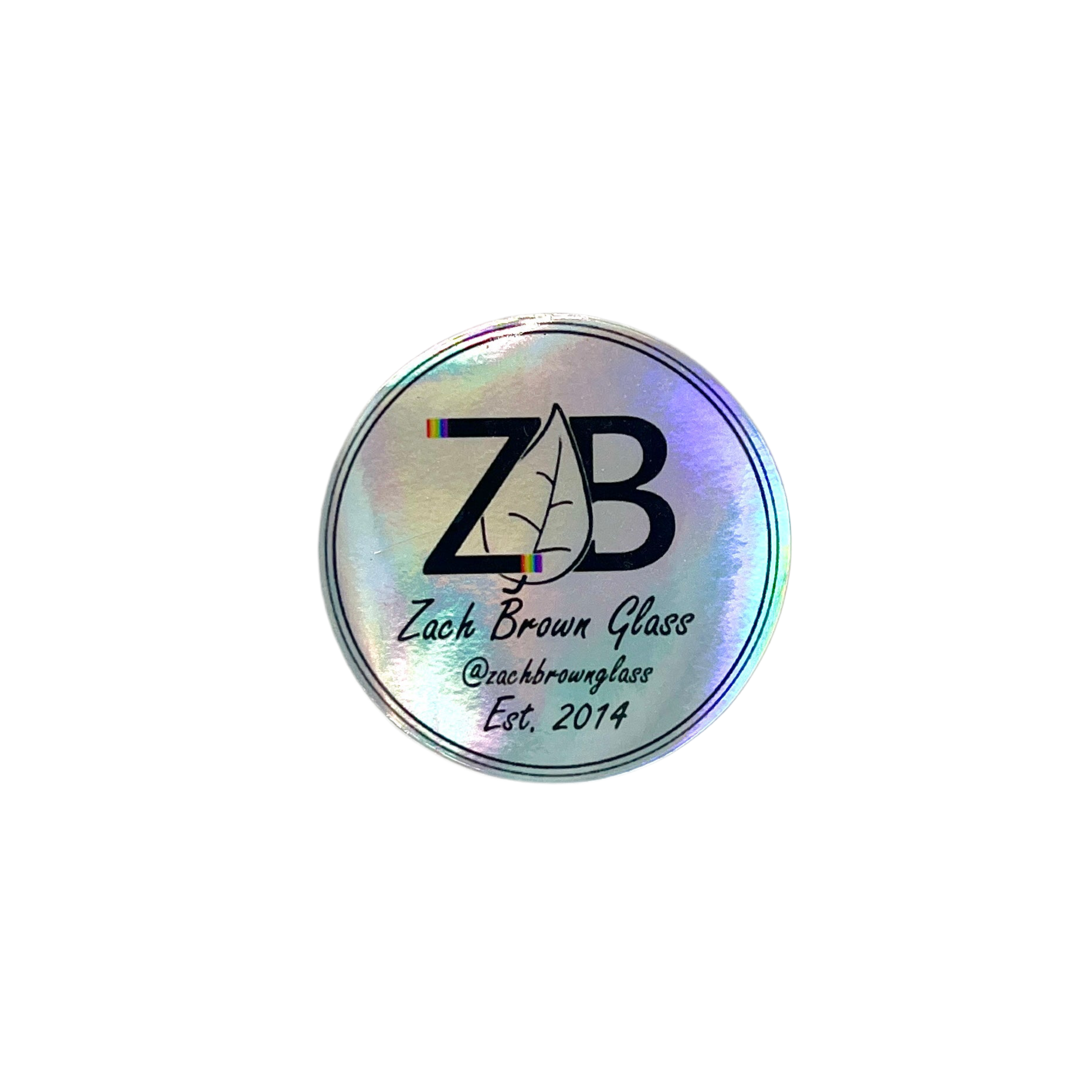 Reflective sticker with 'ZB' logo and text on a white background.