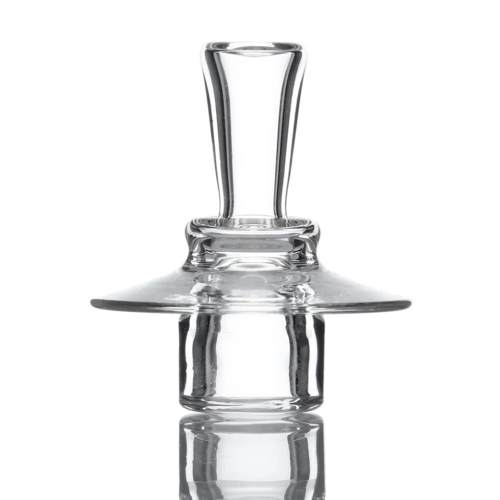 A clear glass 20mm V2 stopper for quartz slurpers, showing the side view with the fitted section.