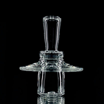 A clear glass 20mm V2 stopper for quartz slurpers, showing the side view with the fitted section.